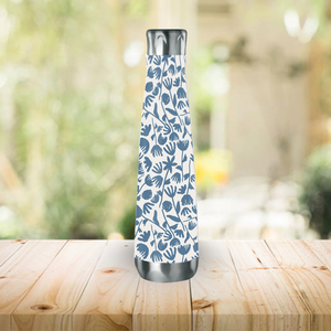 Light Blue Ink Floral Water Bottle