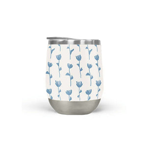 Light Blue Flower Wine Tumbler
