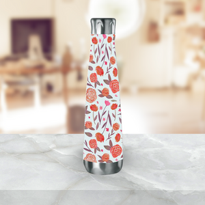 Red Floral Water Bottle