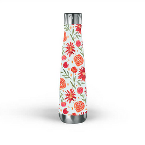 Red Flower Burst Water Bottle