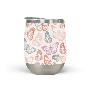 Orange and Pink Butterfly Wine Tumbler