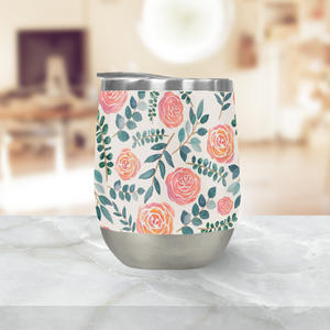 Watercolor Floral Wine Tumbler