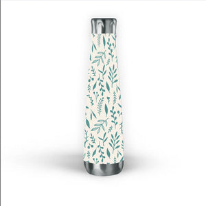 Teal Falling Leaves Water Bottle