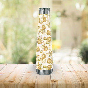 Warm Gold Floral Water Bottle