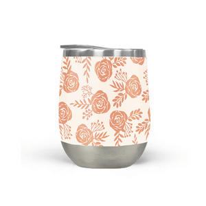 Warm Orange Floral Wine Tumbler