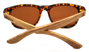 Real Zebra Wood Tortoise Frame Wanderer Sunglasses