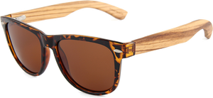 Real Zebra Wood Tortoise Frame Wanderer Sunglasses