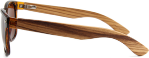 Real Zebra Wood Tortoise Frame Wanderer Sunglasses