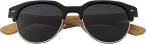 Real Bamboo Vintage Brow-Line Sunglasses
