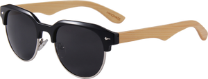 Real Bamboo Vintage Brow-Line Sunglasses