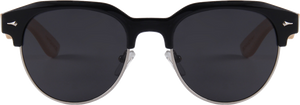 Real Bamboo Vintage Brow-Line Sunglasses