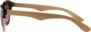 Real Bamboo Vintage Brow-Line Sunglasses