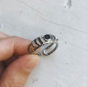 Moon Phase Ring with Black Opal