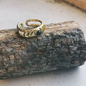 Moon Phase Ring with Black Opal