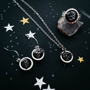 Chunky Round Authentic Meteorite Jewelry Set