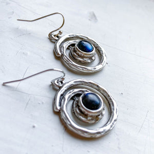 Spiral Silver Milky Way Dangle Earrings