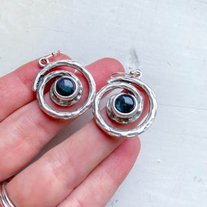 Spiral Silver Milky Way Dangle Earrings