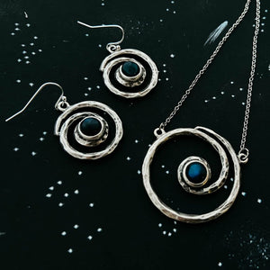 Spiral Silver Milky Way Necklace & Earrings Set