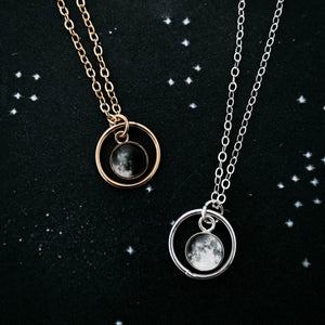 My Moon Mini Halo Necklace with Custom Lunar Phase