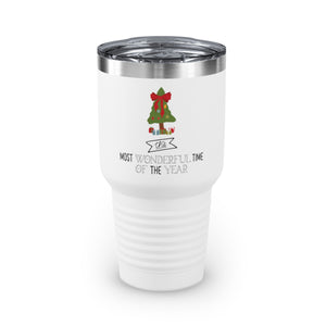 30oz White Ringneck Holiday Tumbler - Most Wonderful Time of the Year