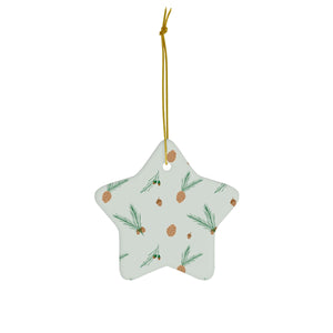 Ceramic Holiday Ornament - Pinecones & Acorns