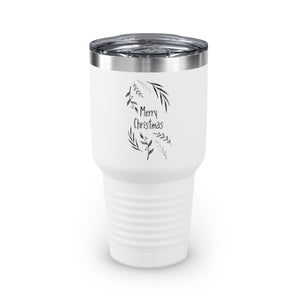 30oz White Ringneck Holiday Tumbler - Merry Christmas Garland