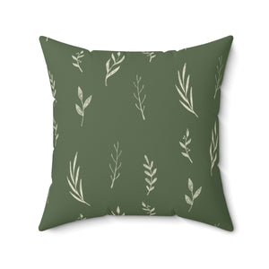 Green Polyester Square Holiday Pillowcase - Garland