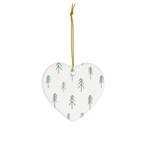 White Ceramic Holiday Ornament - Evergreens