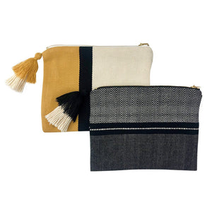 Handloom Stripe Cosmetic Bag - Neutral