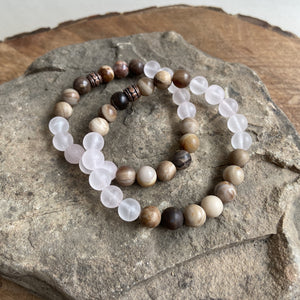 Rose Quartz and Wood Opal Bracelet