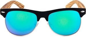 Real Zebra Wood Browline Style RetroShade Sunglasses by WUDN