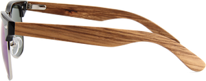 Real Zebra Wood Browline Style RetroShade Sunglasses by WUDN