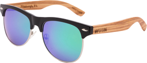Real Zebra Wood Browline Style RetroShade Sunglasses by WUDN