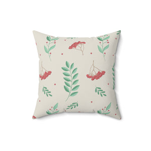 Polyester Square Holiday Pillowcase - Red & Green Holly