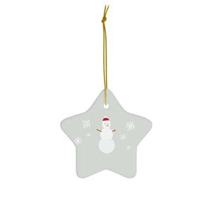 Ceramic Holiday Ornament - Snowman & Snowflakes