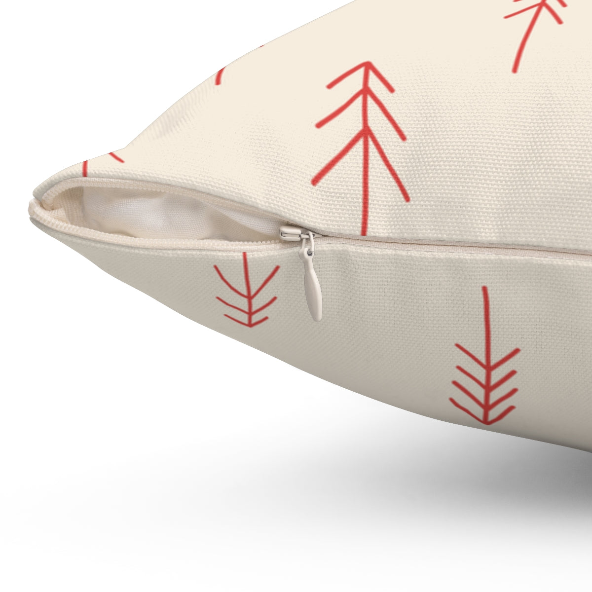 Polyester Square Holiday Pillowcase - Red Evergreen