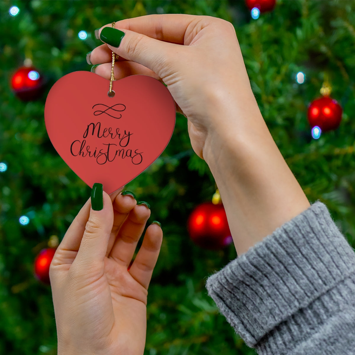 Ceramic Holiday Ornament - Cursive Merry Christmas