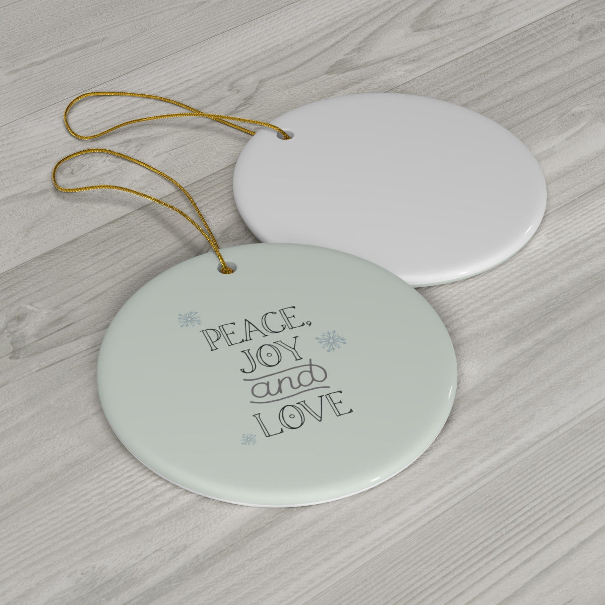 Ceramic Holiday Ornament - Peace, Joy & Love