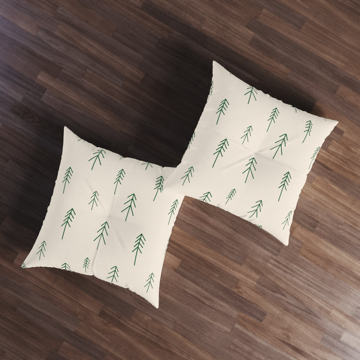 Square Tufted Holiday Floor Pillow - Evergreen