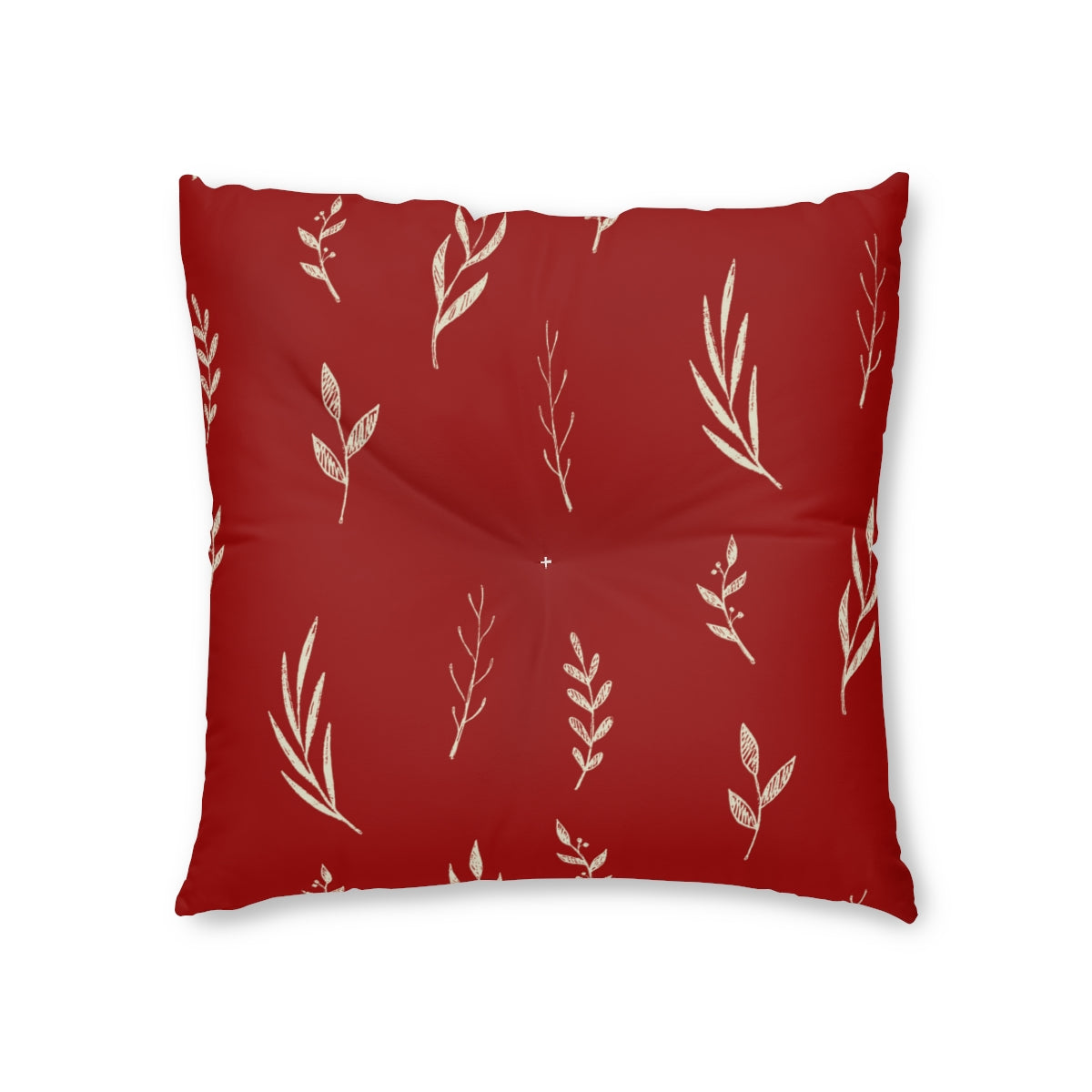 Red Square Tufted Holiday Floor Pillow - White Garland