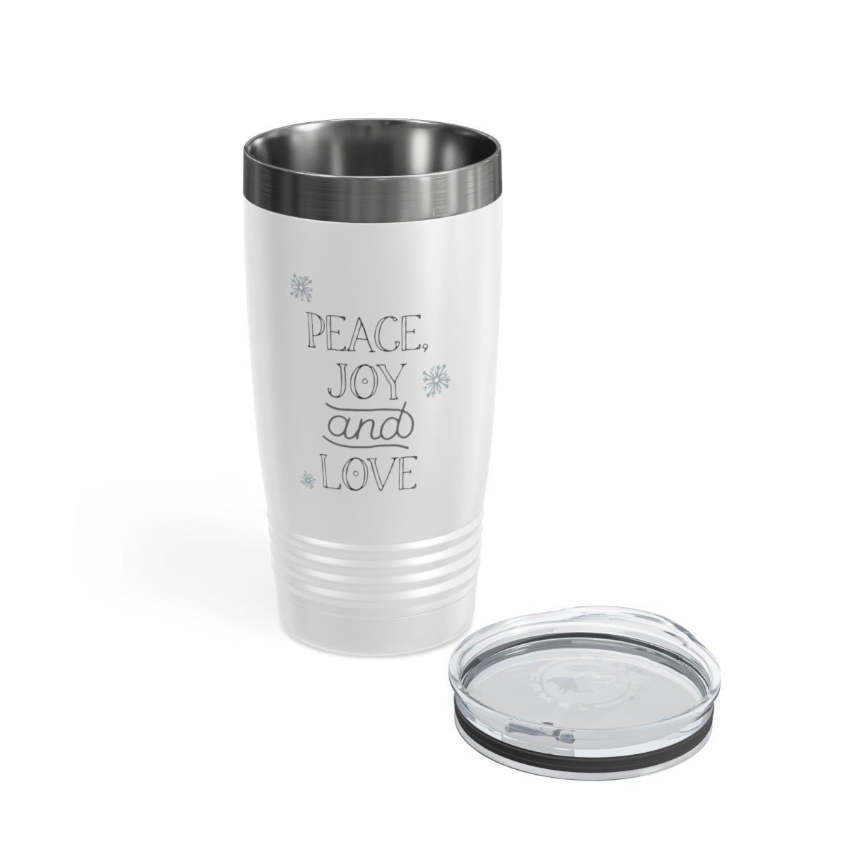 20oz White Ringneck Holiday Tumbler - Peace, Joy &amp; Love