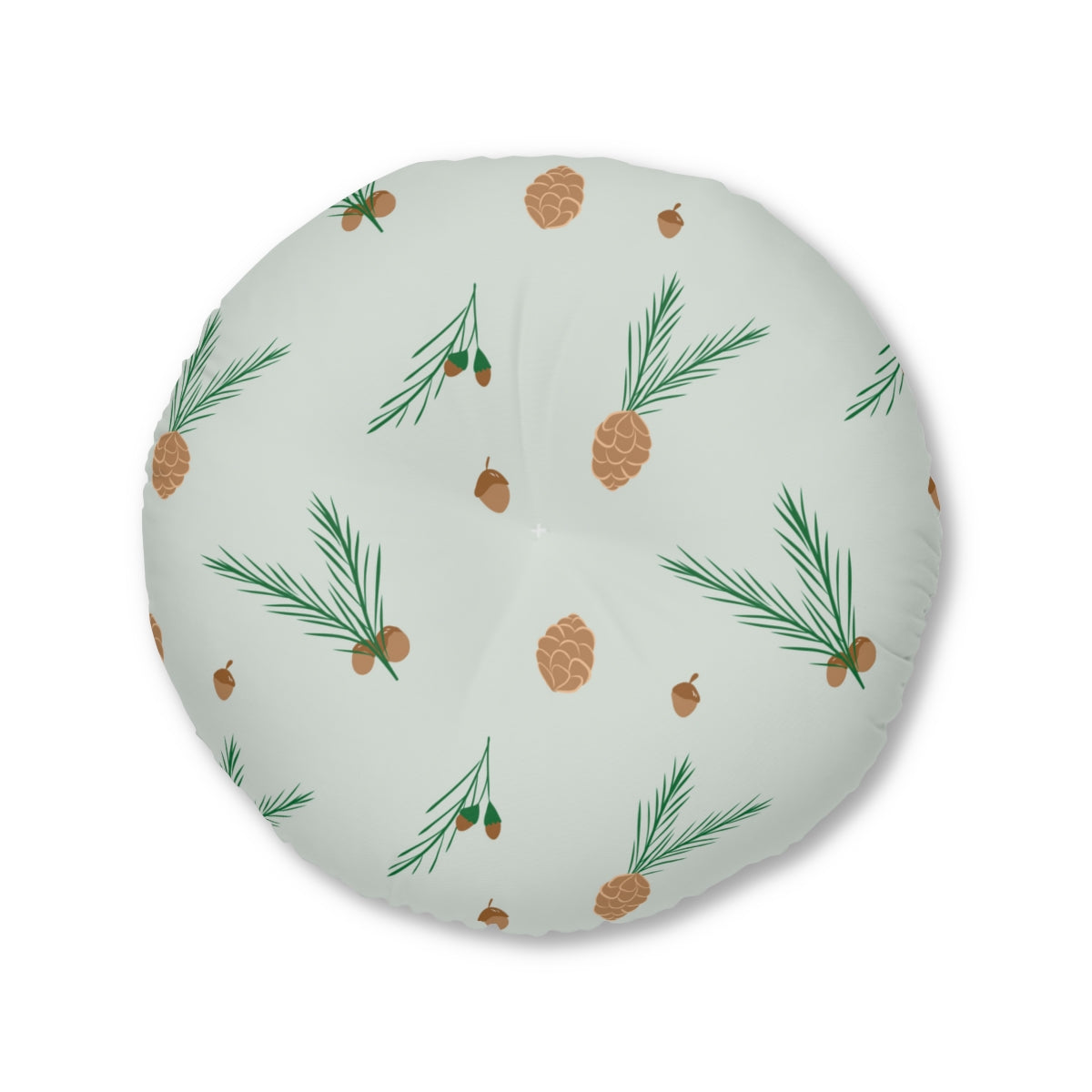 Round Tufted Holiday Floor Pillow - Pinecones