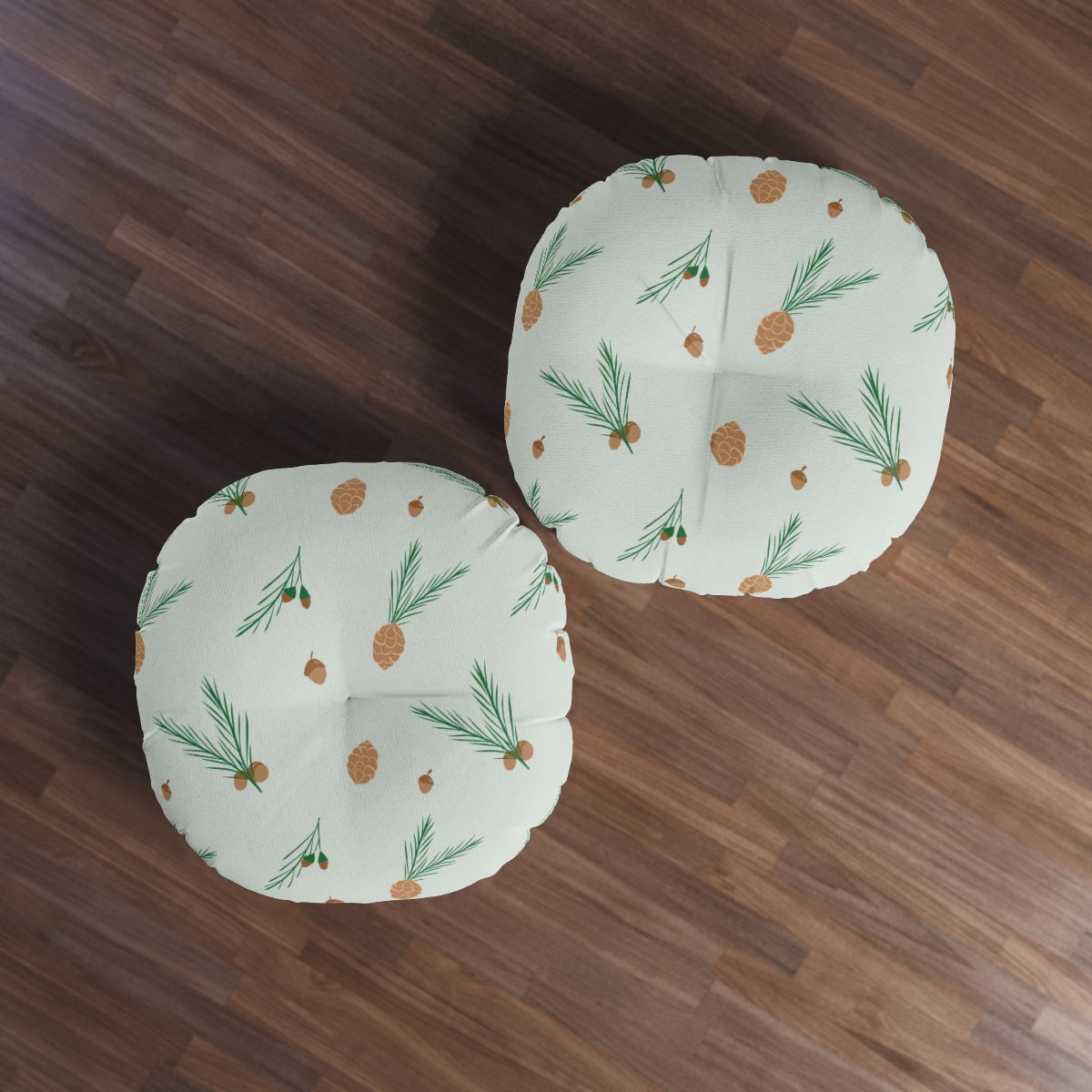 Round Tufted Holiday Floor Pillow - Pinecones