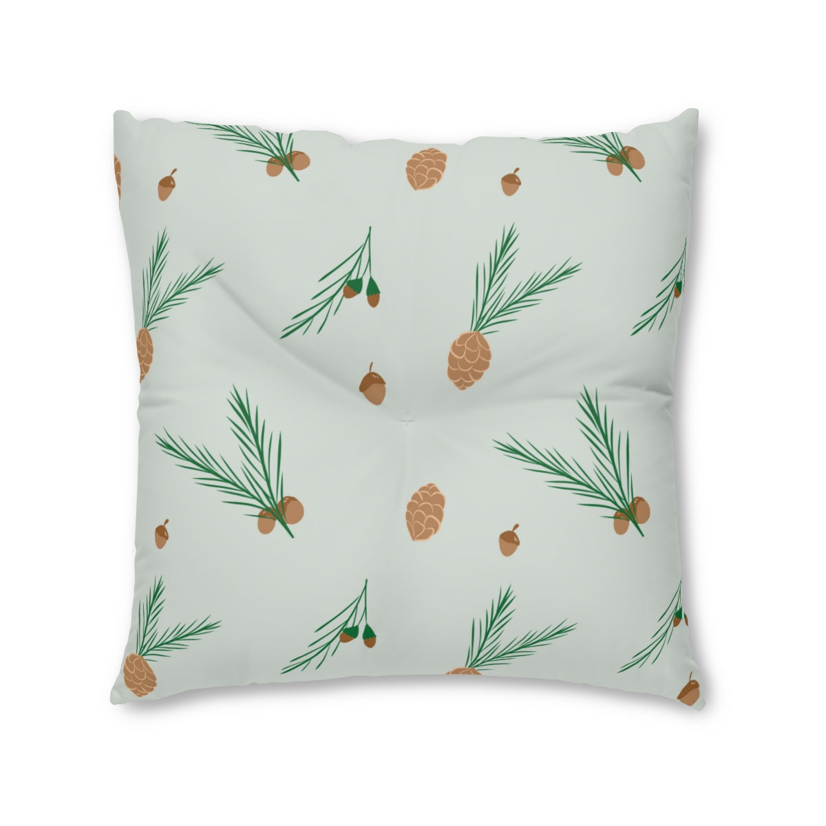 Square Tufted Holiday Floor Pillow - Pinecones