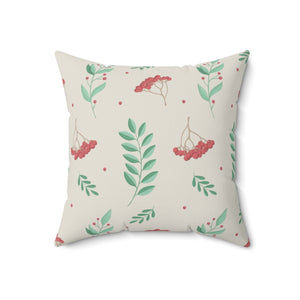 Polyester Square Holiday Pillowcase - Red & Green Holly