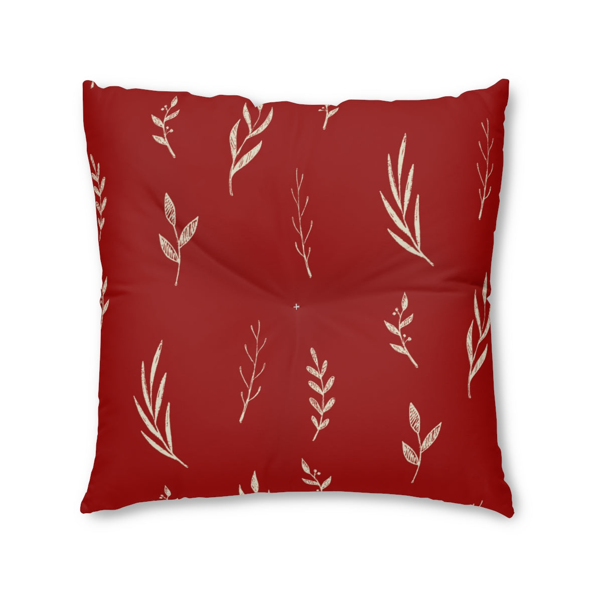 Red Square Tufted Holiday Floor Pillow - White Garland