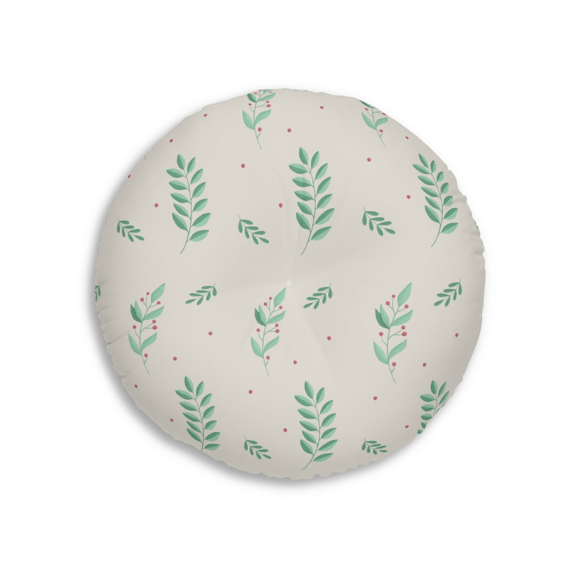 Round Tufted Holiday Floor Pillow - Large Holly