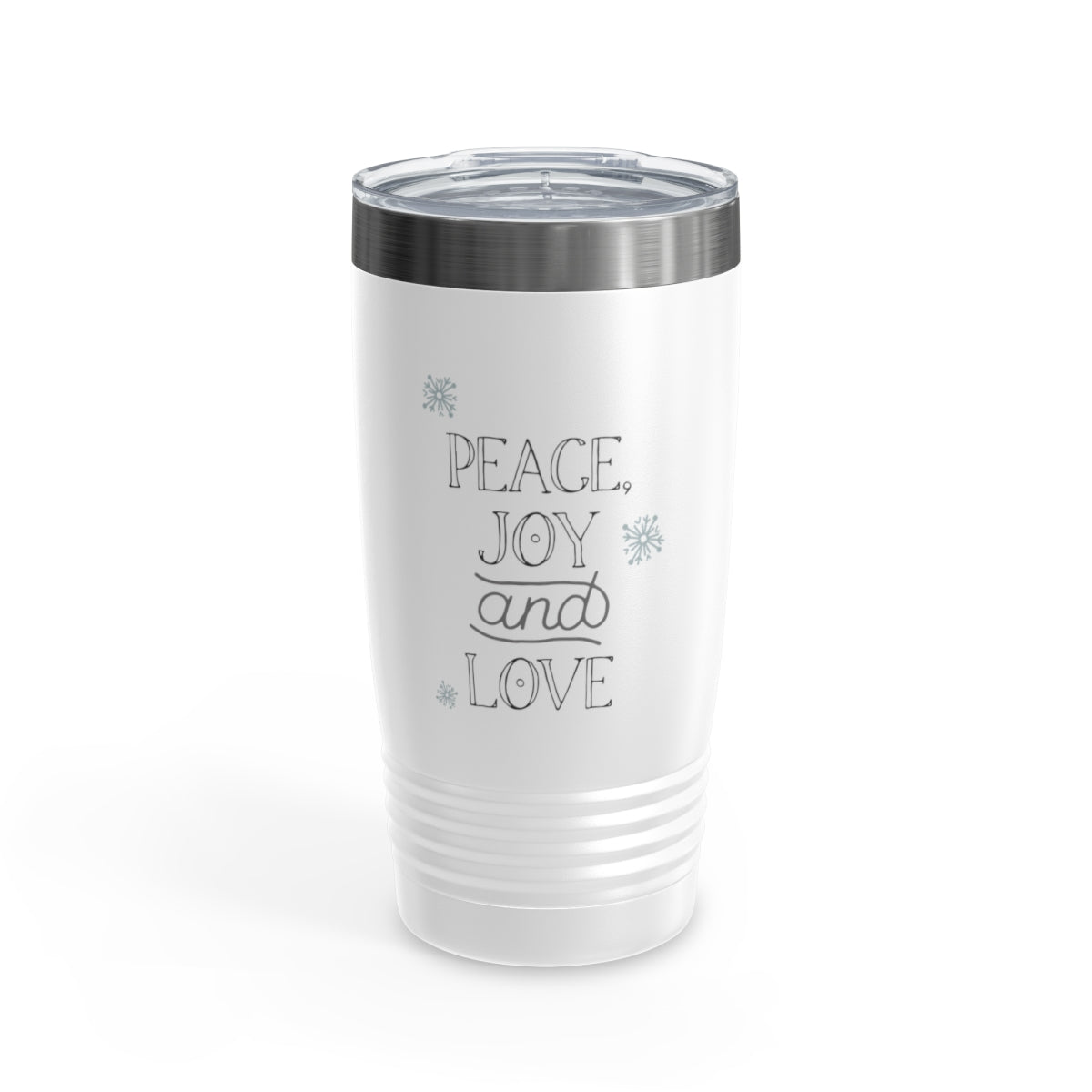 20oz White Ringneck Holiday Tumbler - Peace, Joy &amp; Love