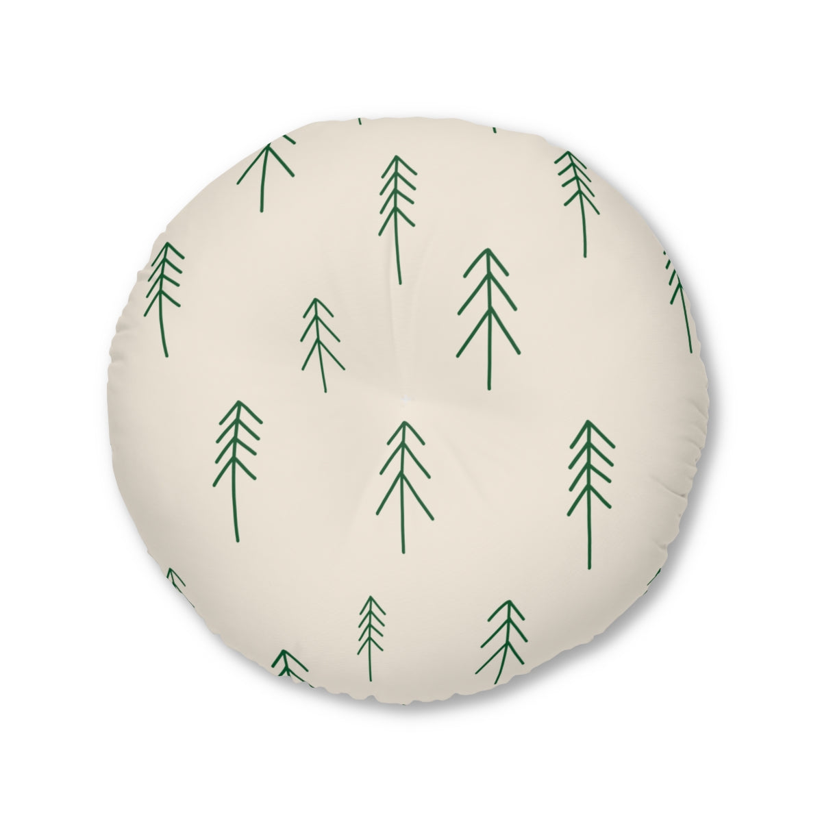 Round Tufted Holiday Floor Pillow - Evergreen