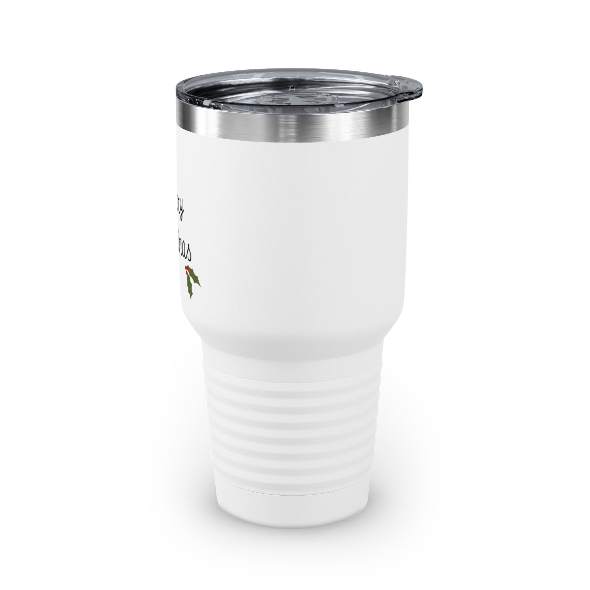 30oz White Ringneck Holiday Tumbler - Holly Merry Christmas